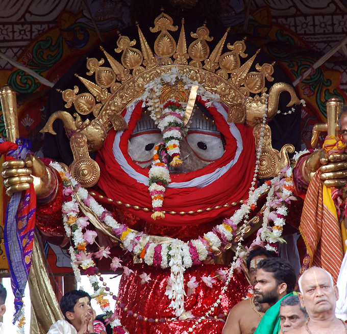 Lord Balabhadra, Elder Brother of Lord Jagannath beautified with Gold (shri...